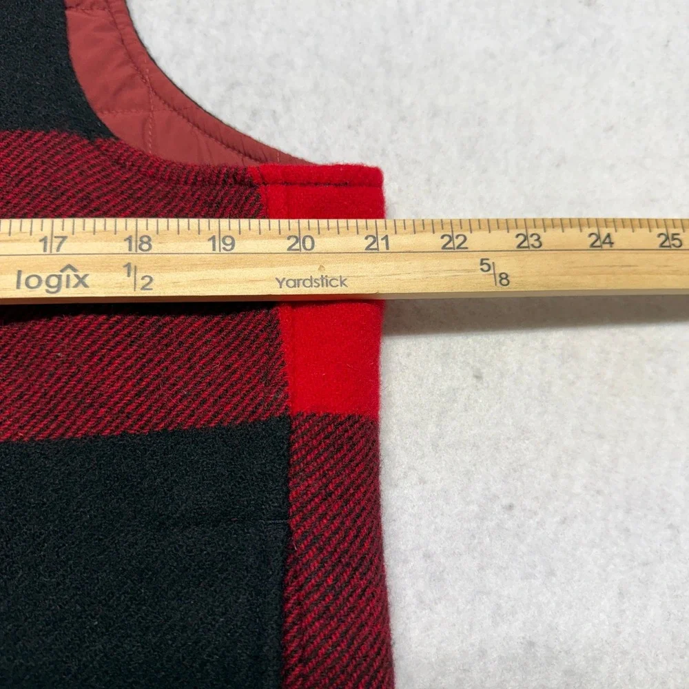 Vintage Woolrich Buffalo Plaid Wool Vest Sherpa Collar Quilt Lined Western Large